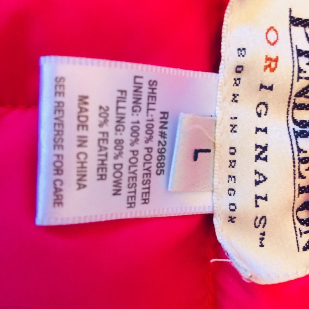 Pendleton Original Pink Down Puffer Vest Large - image 3